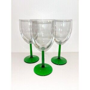 3pc Cristal D’Arques Emerald Green Wine Glasses